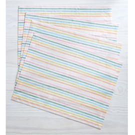 Solino Home Linen Placemats Set of 4 - Julia Multicolor Muted Pastel Stripe Placemats 14 x 19 Inch - 100% Pure Linen Place Mats for Mothers Day, Summer