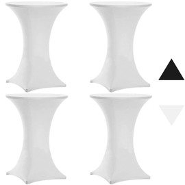 HGHDBT White Cocktail Table Covers - 4 Pack 32x43 Inch Spandex Stretch Highboy Cocktail Tablecloth Fitted High Top Round Table Cloths for Party Wedding Bar Banquet