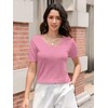 DAIMIDY Women's V Neck Short Sleeves Sweaters Soft Knit Lightweight