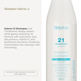 Salerm 21 Repair Shampoo With Hyaluronic Acid, 33.81 Ounce/1000 ml