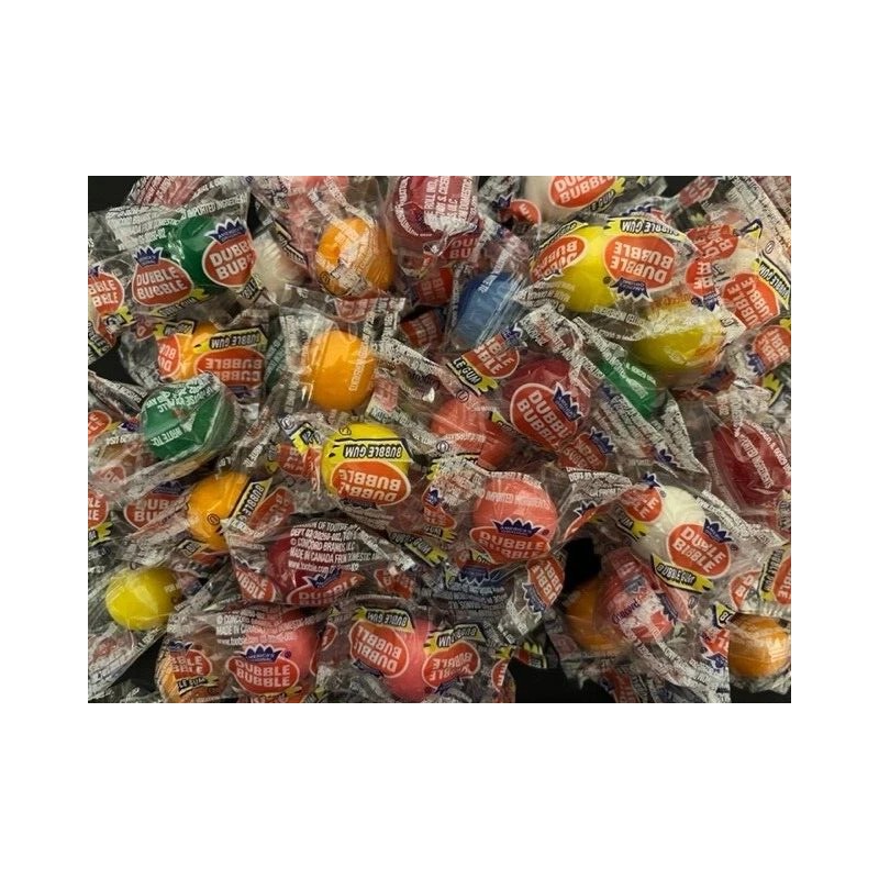 Dubble Bubble Gum Balls- Assorted FRUIT Flavored Individually Wrap Balls-
