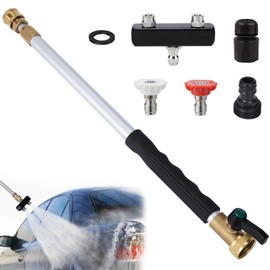 Jhua Jet Nozzle High Pressure Garden Hose Nozzle Heavy Duty Extendable Long Wand Hydro Jet High Pressure Washer Tools with 3 Nozzles and Quick Connectors for Patio Car Pet Window Glass