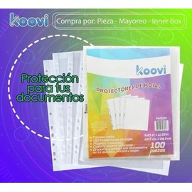 Koovi | 200 piezas de protector de hojas transparentes, protectores tamaño carta con 11 perforaciones ideales para carpeta, protege todos tus documentos de salpicaduras