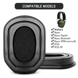 Gel Ear Pads for Walker's Razor Earmuffs, Comfortable and Soft Replacement Gel Ear Cups with Silicone Material and Memory Foam