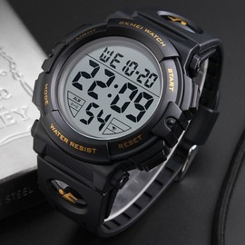Timever Digital Wrist Watch, Waterproof, Men’s, w/Stopwatch, LED Watch, Running Watch, Sports Watch, yellow