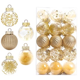 ZANZER 30PCS Christmas Ball Ornaments,60mm/2.36 Inch Shatterproof Christmas Tree Decoration Xmas Plastic Baubles Ornaments Decorative Hanging Ornaments for Holiday Wedding Party Decorstions (Gold)