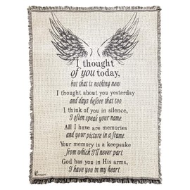 Dicksons I Thought of You Today Angel Wing White 48 x 68 Cotton Decorative Throw Blanket