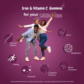 Iron & Vitamin C Gummies for Kids – 120 Vegan Gummies – 4-Month Supply – Natural Mixed Berry Flavor – Kids Iron Supplement for Energy & Immune Support – No Aftertaste – Gentle on Stomach