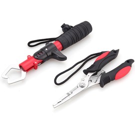 WADY Fishing Tool Kit Fishing Pliers Professional Fish Lip Gripper Holder Fish Tackle Stainless Steel Fishing Gripper Fishing Pliers Braid Cutters Fish Lip Grip Handle Fishing Tackle Tools (Red)