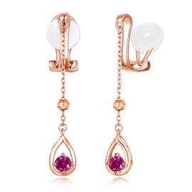 Free Bird Earrings, Women's Popular, Hypoallergenic, 925 Silver, Painless, Quality, Zircon Earrings, Swaying, Simple, Celebrations, Birthdays, Anniversaries, Gift, ruby, Created Ruby