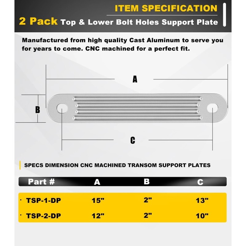 Camoo TSP-1 Marine Transom Support Plate & TSP-2DP Support Plate