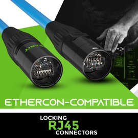 GearIT - Cable Ethernet CAT6, compatible con EtherCON (100 pies) RJ45 para audio profesional, blindado de aluminio, cobre última intervensión de oxígeno, 20 pies, color azul