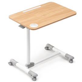 ETHU Overbed Table with Wheels, Rolling Tray Table, Hospital Bed Table, Adjustable Overbed Bedside Rolling Laptop Table