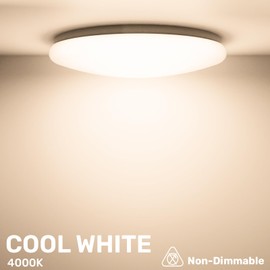 paul russells 12W LED Ceiling Light, 1200lm, Natural Cool White 4000K, 60Watt Equivalent, IP44 Water Resist, Ideal for Living Room, Kitchen, Office, Garage, Modern Round Light, Energy Saving, 1 Pack