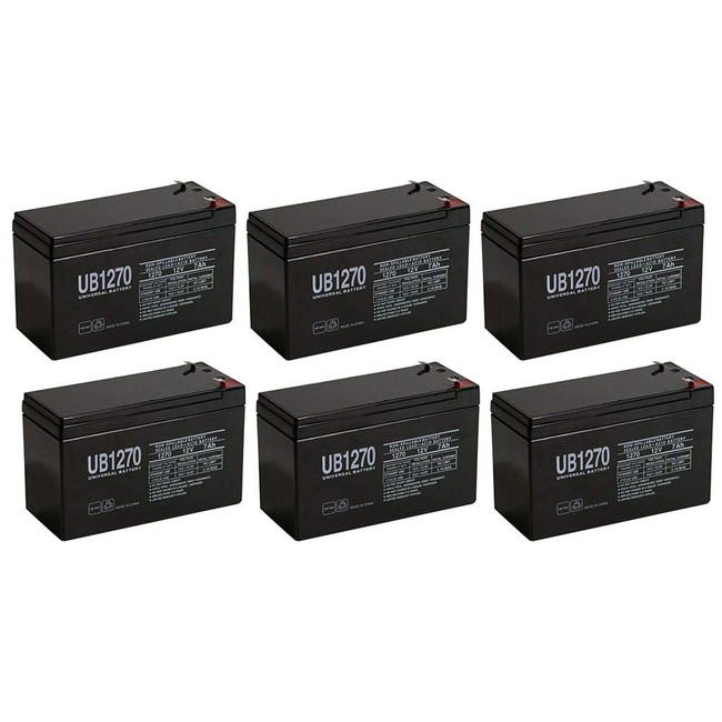 Universal Power Group 12V 7AH Battery REPL. WERKER WKA12-7.5F WKA12-7.5 F1 .187 Each - 6 Pack