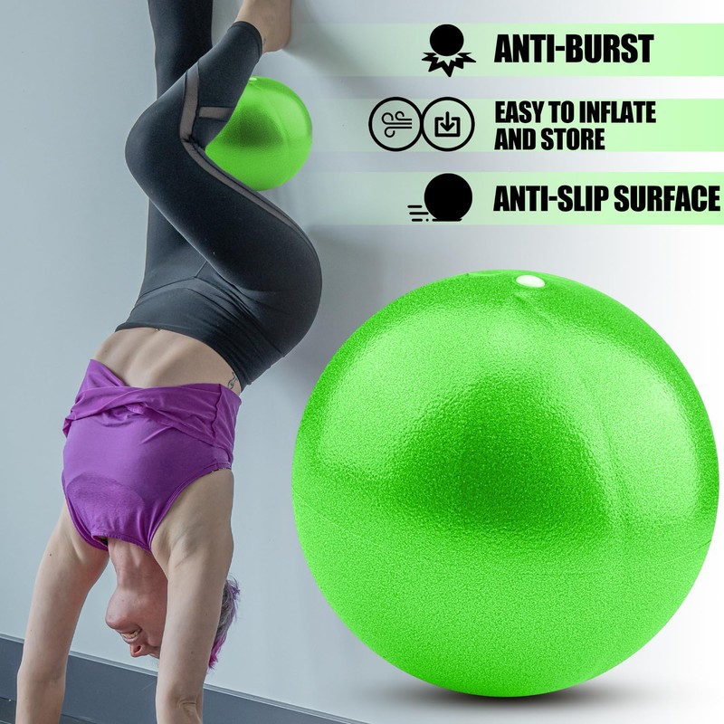 Small Exercise Ball Anti-Burst Non-Slip Stability 9 Inch with Inflatable