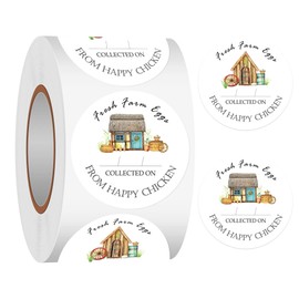 Farm Fresh Eggs Stickers Egg Carton Labeling Stickers 2 Inch-Fresh Egg Carton Stickers from Happy Chickens Labels Round Egg Packaging Stickers for Chicken Quail Duck Egg 500 Pcs