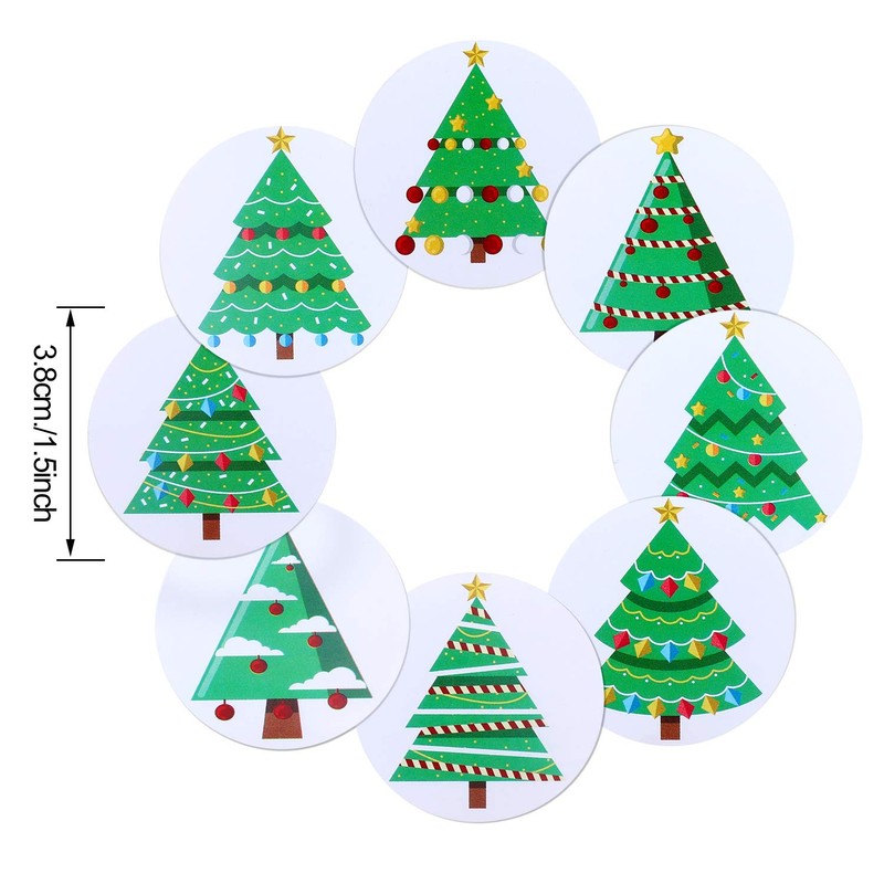 500 Pieces Christmas Tree Roll Stickers Christmas Holiday Stickers for