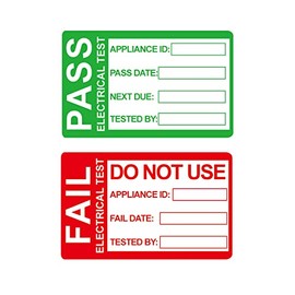 1x1.6 inch 200 PCS Pass PAT Testing Labels with 20 PCS Fail Appliance Testing Labels