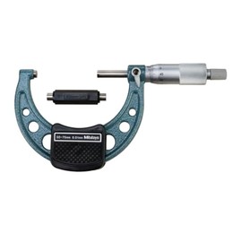 Mitutoyo 103-129 Micrómetro exterior, acabado esmaltado horneado, parada de carraca, rango de 0-25 mm, graduación de 0.001 mm, precisión de +/-0.002 mm