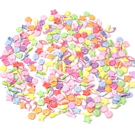 Honbay 100g Acrylic Beads Mini Shell Fish Starfish Beads with Hole for Jewelry Making DIY Craft Accessories