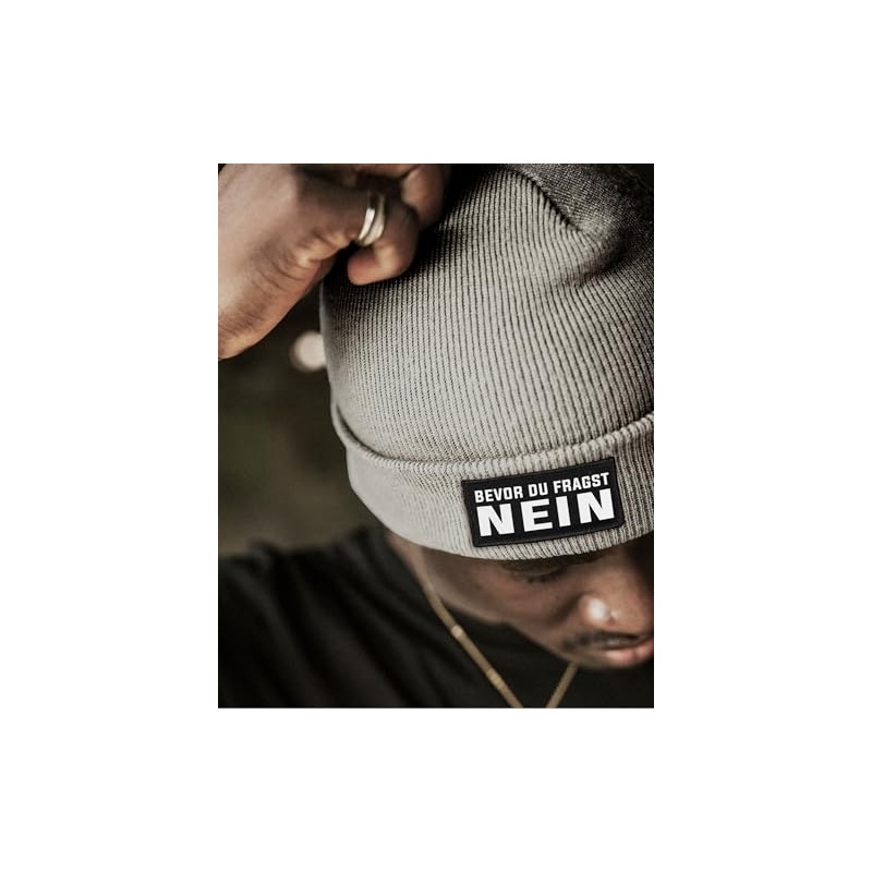 MoonWorks® Men's Beanie with Patch Knitted Hat with Saying "Bevor