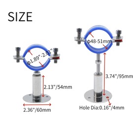 Nicerity 2 Pcs Adjustable Stainless Steel Cable Wire Bracket Pipe Clamps Wall Mount Ceiling Mount Pipe Support Ring Hanger Fit for 48-51mm Pipes OD