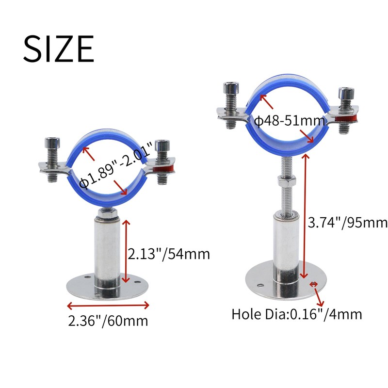 Nicerity 2 Pcs Adjustable Stainless Steel Cable Wire Bracket Pipe