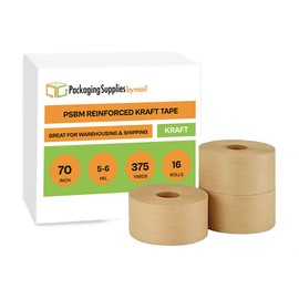PackagingSuppliesByMail Economy Grade Water Activated Brown Gummed Tape 70 mm x 375 Feet 16 Rolls