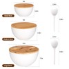 ShineMe Salad Serving Bowls with Lid and Utensils, 10" Bamboo