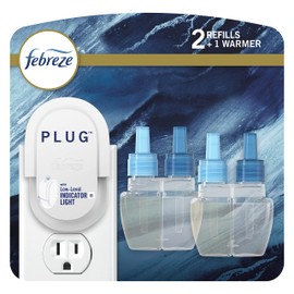 Febreze Plug In Air Freshener, Ocean Scent, Odor Eliminator & Scented Oil Refill, 1 Warmer + 2 Refills