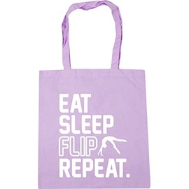 Hippowarehouse Eat Sleep Flip Repeat Gymnastics Gymnast Tote Shopping Gym Beach Bag 42cm x38cm, 10 litres
