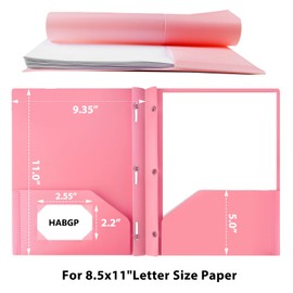 HABGP Two Pocket Folder with Prongs (5 Pack, Pastel Colors), Plastic Folders with Pockets and Business Card Holder, Folders with Pocket Fit Letter Size, Organizing Papers in School, Office & Business