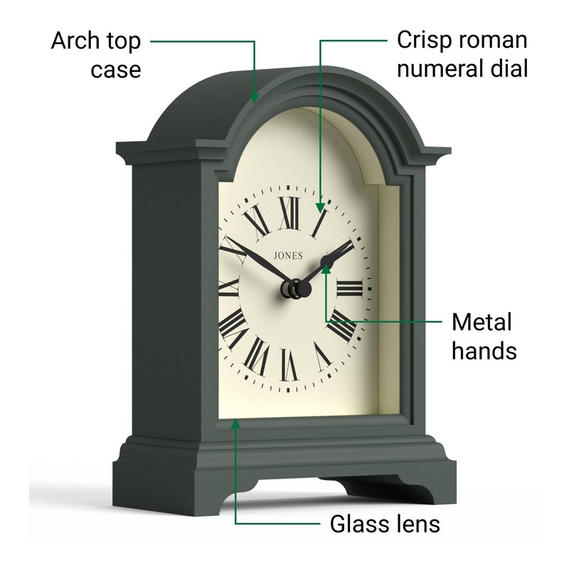 Jones Clocks® Bistro mantel clock | Classic arch top design