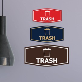 Fancy Trash Sign (Brushed Silver) - Medium (1 Pack)