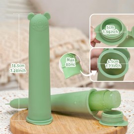 haakaa - Molde de silicona de grado alimenticio con tapas, sin BPA, reutilizables para bebés, para frutas frescas, aperitivos, paletas, palitos de yogur, 3.5 onzas, 100 ml, 4 colores, juego de 4