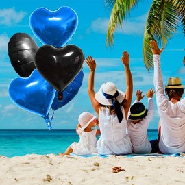 5Pcs Blue Black Star Balloons,18 Inch Mylar Balloons,Natural Latex Balloons for Men Women Birthday, Valentines Day,Propose Marriage,Wedding, Bridal Shower, Graduation, Casino Theme Party Decorations