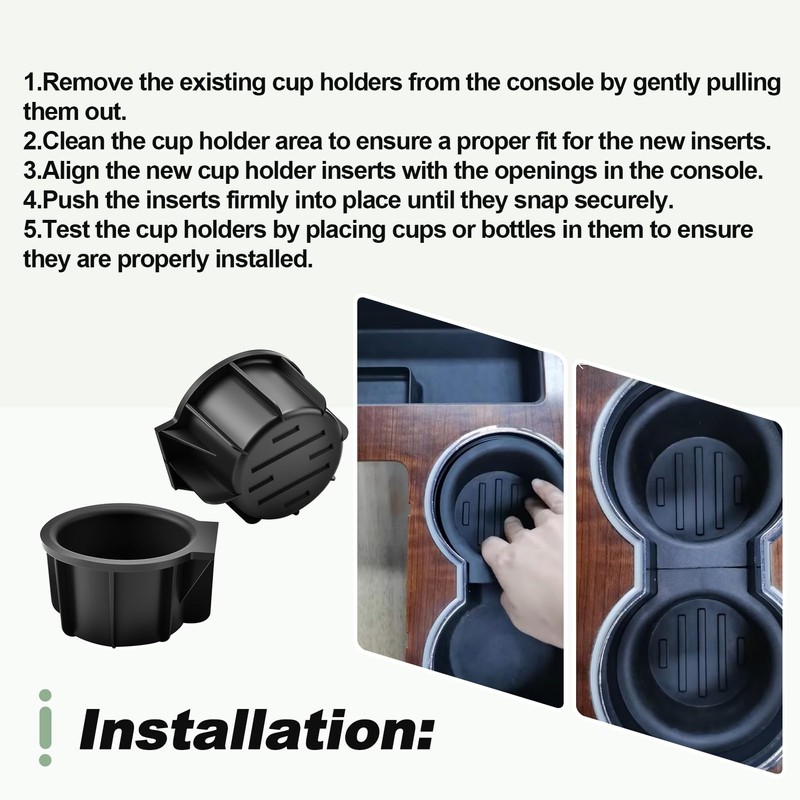 2 PCS Front Console Cup Holder with Flow Through Console