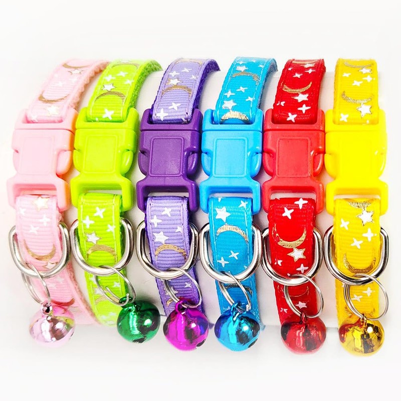 CCUUHJ Reflective Cat Collars Breakaway with Bell Moons Stars 2