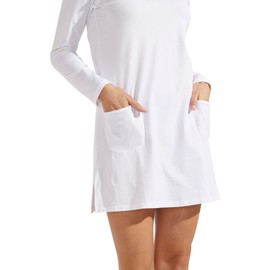 Coolibar UPF 50+ Women's Catalina Beach Cover-Up Dress - Sun Protective (Large- White)