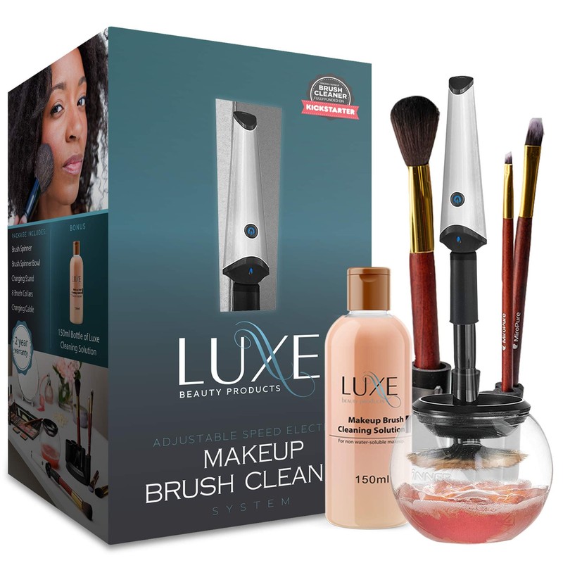 Luxe Electric Makeup Brush Cleaner Machine with Cleaning Solution -