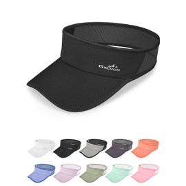 GXCROR UPF 50+ Sun Visor Hat Men Women, Lightweight Breathable Quick Dry Sports Sun Cap for Tennis Running Golf Travel, Black, One Size