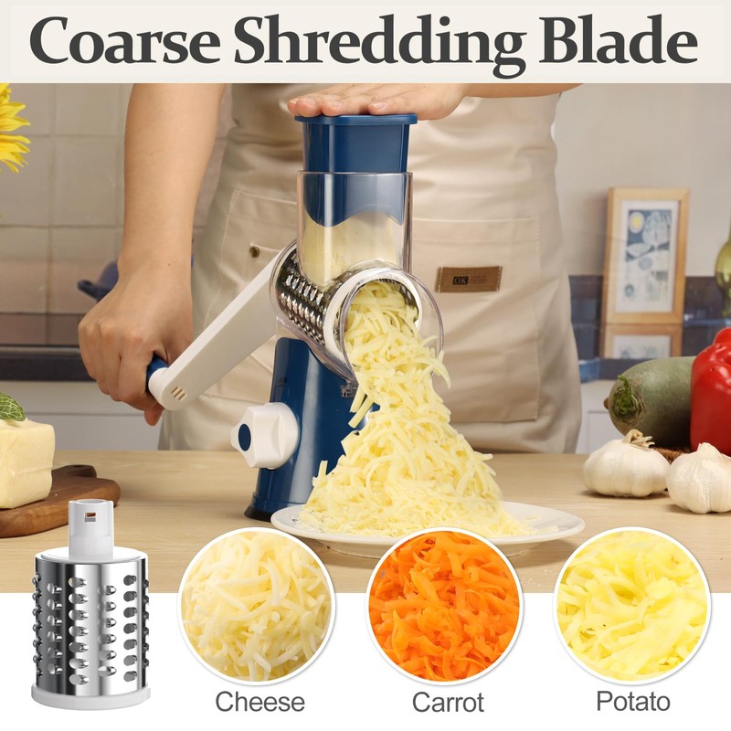 Cambom Rotary Cheese Grater Hand Crank Cheese Shredder for Fresh