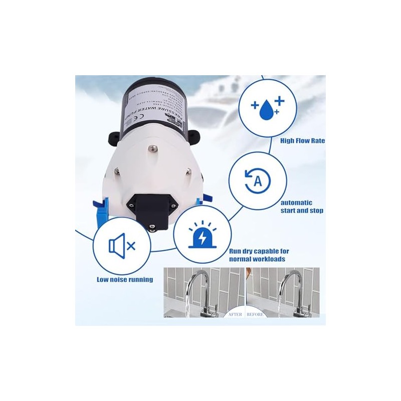 R3526144D RV Water Pump with Pressure Switch and Strainer Replace