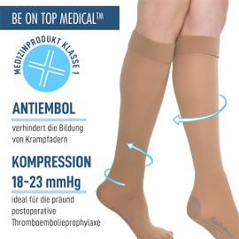 BeOnTop Medical Compression Stockings Women Men Class 1 18-23 mmHg Unisex Knee Stockings, Thrombosis Stockings, Support Stockings, Compression Socks, Trombosis Socks, BIANCO MED
