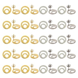 SUNNYCLUE 1 Box 80Pcs Stud Earring Findings with Loop Ear Nuts 40Pcs Real 24K Gold Plated Stainless Steel Stud Earring Blanks 40Pcs Earring Backs Round Earrings Studs Findings for Jewelry Making Kit