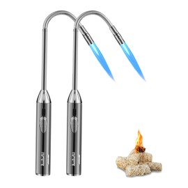 Long Grill Lighter,Refillable Butane Lighter,Windproof Flexible Lighter with Visual Fuel Window for Candles Grill BBQ Fireplaces Kitchen Camping 2 Pack (Butane Gas Not Included)
