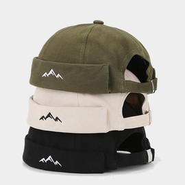 Quanhaigou Brimless Sailor Cap,Adjustable Rolled Cuff Skull Beanie Hats for Men Women, Camo Green, One Size