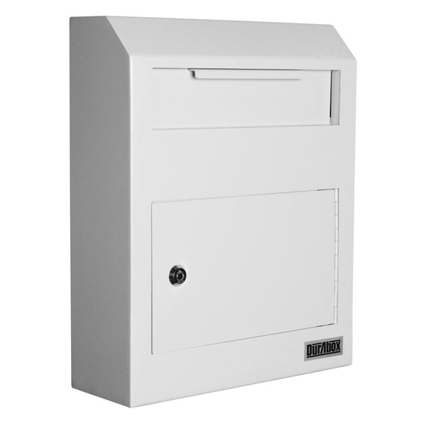 DuraBox Wall Mount Locking Drop Box, Heavy Duty Steel Mailbox for Rent Payments, Mail, Keys, Cash, Checks - Safe Storage Dropbox for After Hours Deposits W500 (Gray)