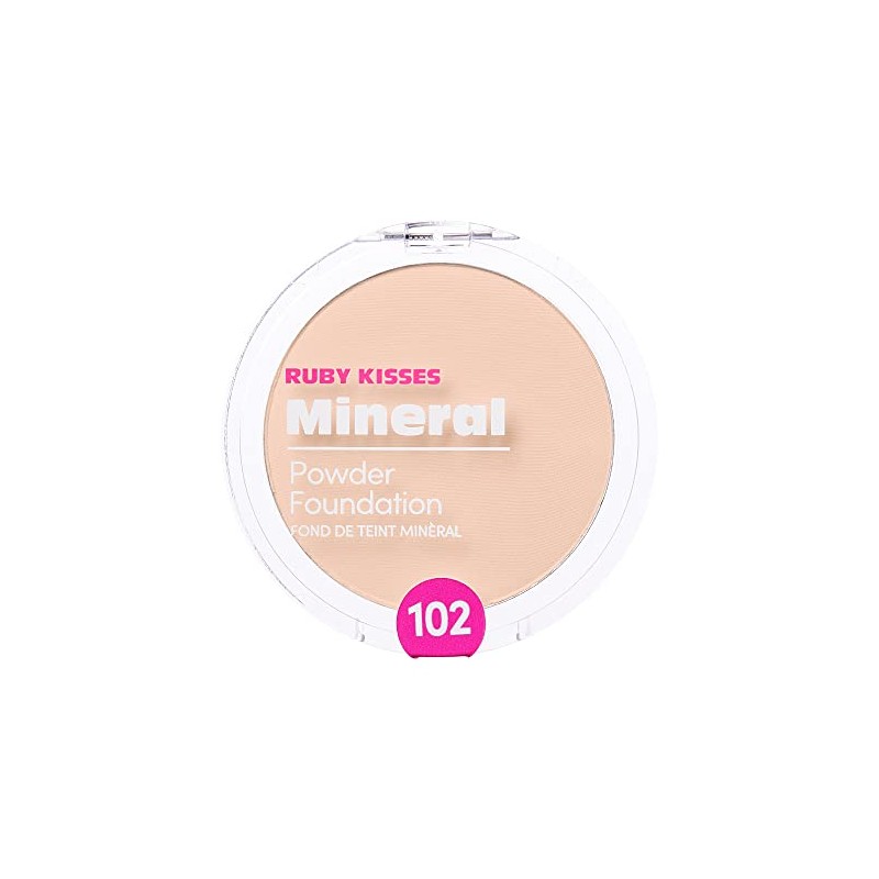 Ruby Kisses Mineral Pressed Powder Foundation, Medium to Full Coverage